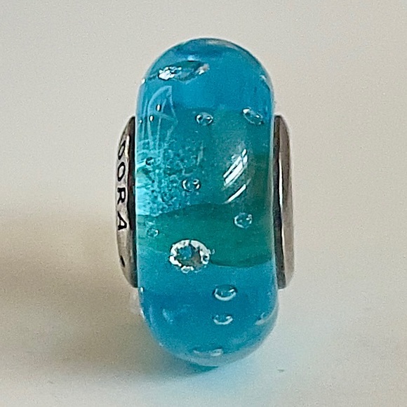 Pandora Blue Effervescence Glass Murano Charm - Picture 6 of 6
